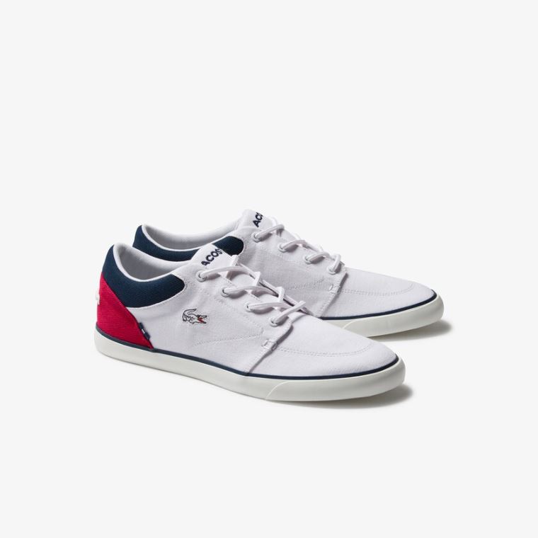 Lacoste Bayliss Kanvas Sneakers Beyaz Lacivert Kırmızı | RdmxgICk