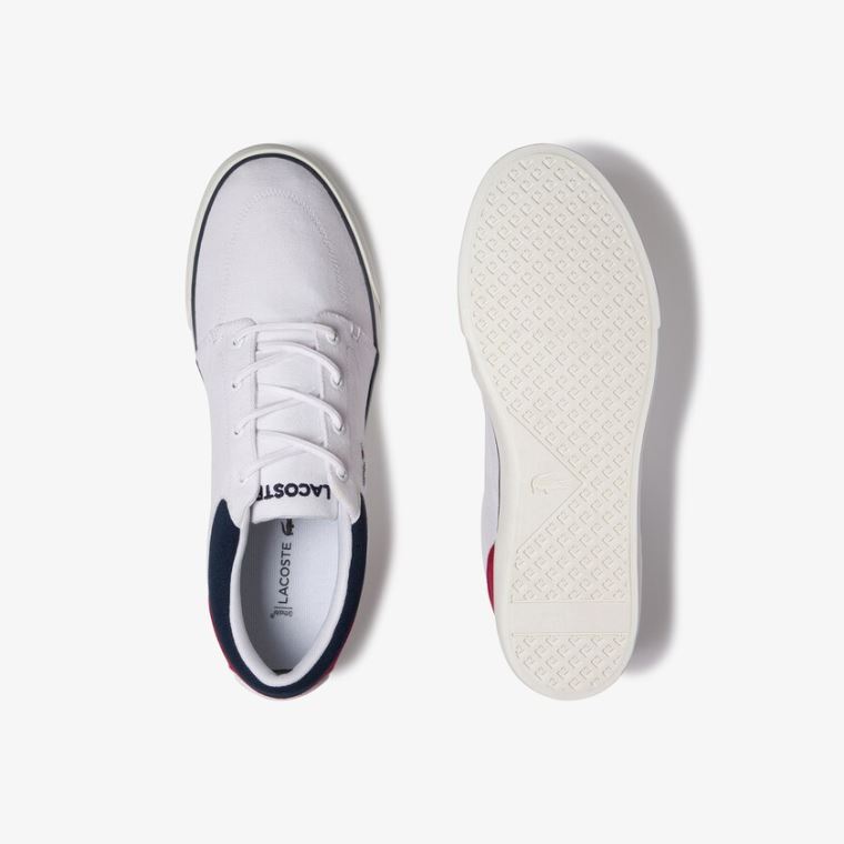 Lacoste Bayliss Kanvas Sneakers Beyaz Lacivert Kırmızı | RdmxgICk