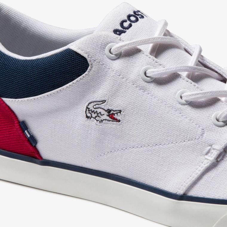 Lacoste Bayliss Kanvas Sneakers Beyaz Lacivert Kırmızı | RdmxgICk