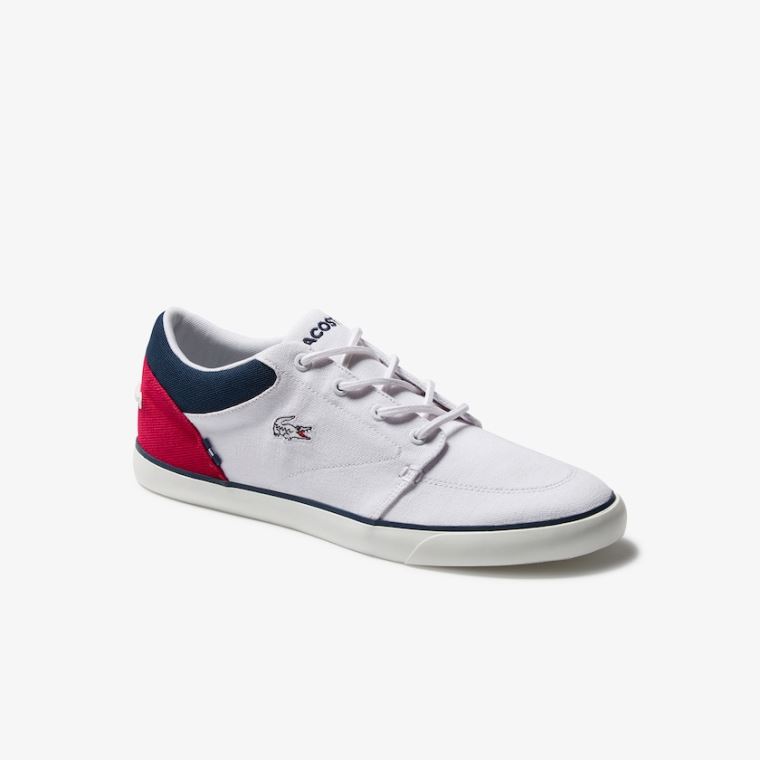 Lacoste Bayliss Kanvas Sneakers Beyaz Lacivert Kırmızı | RdmxgICk