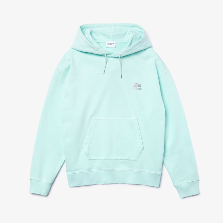 Lacoste CONCEPTS Collaboration Kukuletalı Fleece Sweatshirt Turkuaz | h4lcXNjc