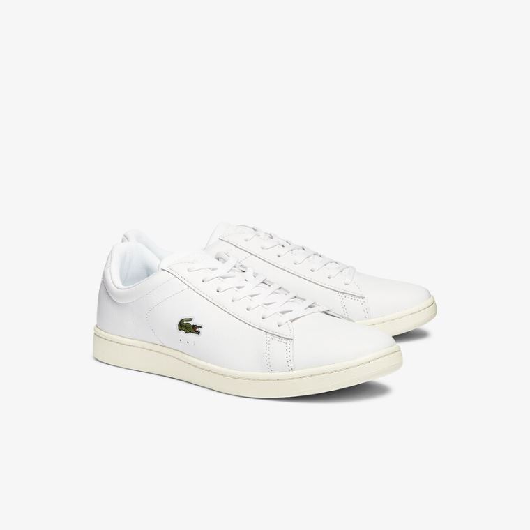 Lacoste Carnaby Evo Deri Accent Sneakers Beyaz Gri | 33oSoAgO