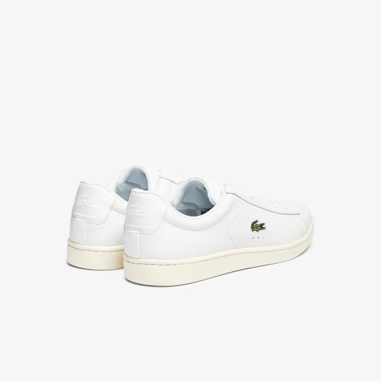 Lacoste Carnaby Evo Deri Accent Sneakers Beyaz Gri | 33oSoAgO