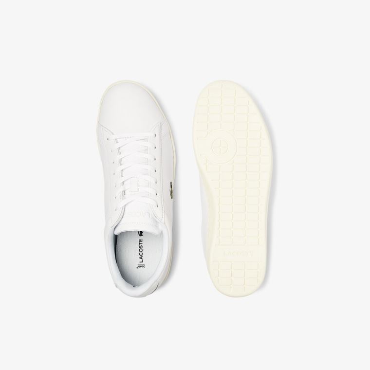 Lacoste Carnaby Evo Deri Accent Sneakers Beyaz Gri | 33oSoAgO