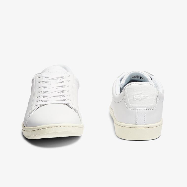 Lacoste Carnaby Evo Deri Accent Sneakers Beyaz Gri | 33oSoAgO