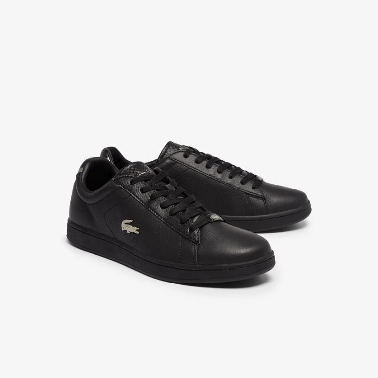 Lacoste Carnaby Evo Deri Platinum Sneakers Siyah Siyah | j77U4J0M