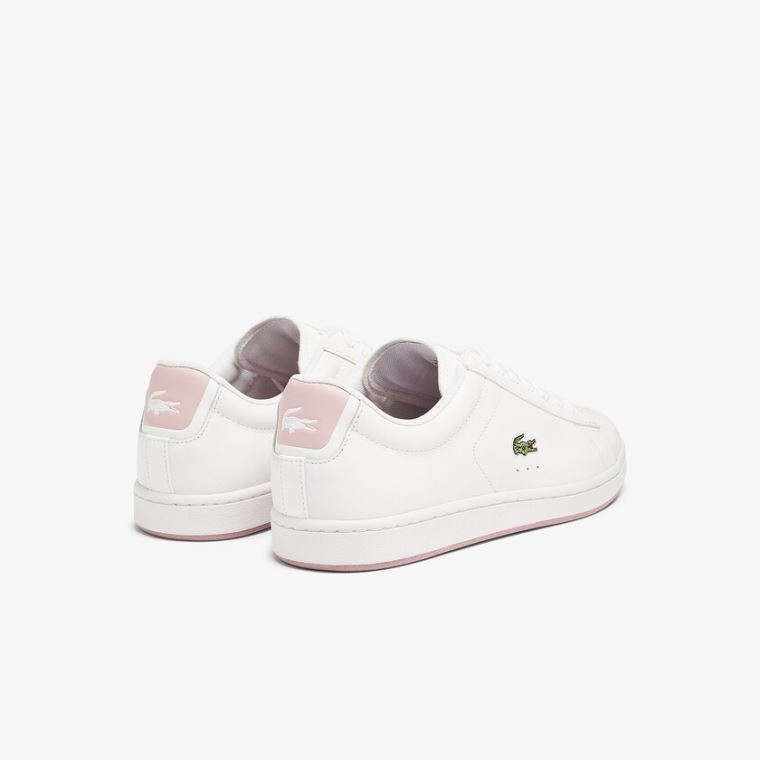 Lacoste Carnaby Evo Deri Sneakers Beyaz Pembe | N8w4hu3F