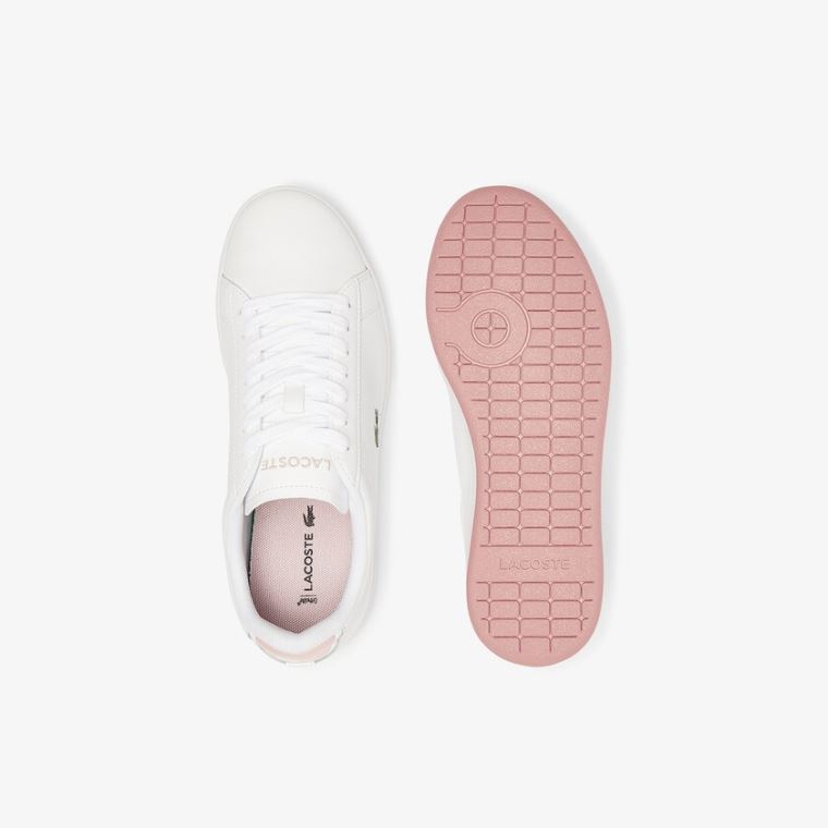 Lacoste Carnaby Evo Deri Sneakers Beyaz Pembe | N8w4hu3F