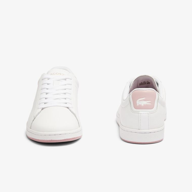 Lacoste Carnaby Evo Deri Sneakers Beyaz Pembe | N8w4hu3F