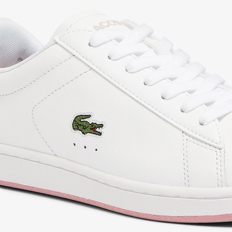 Lacoste Carnaby Evo Deri Sneakers Beyaz Pembe | N8w4hu3F