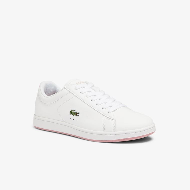 Lacoste Carnaby Evo Deri Sneakers Beyaz Pembe | N8w4hu3F