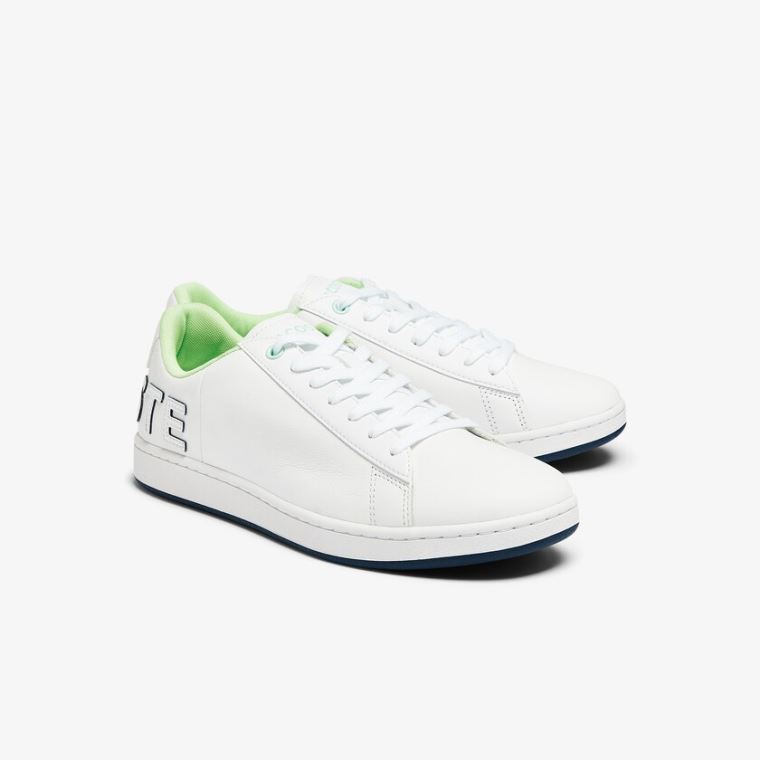 Lacoste Carnaby Evo Deri and Citrus Accent Sneakers Beyaz Lacivert | oWdhPEMd