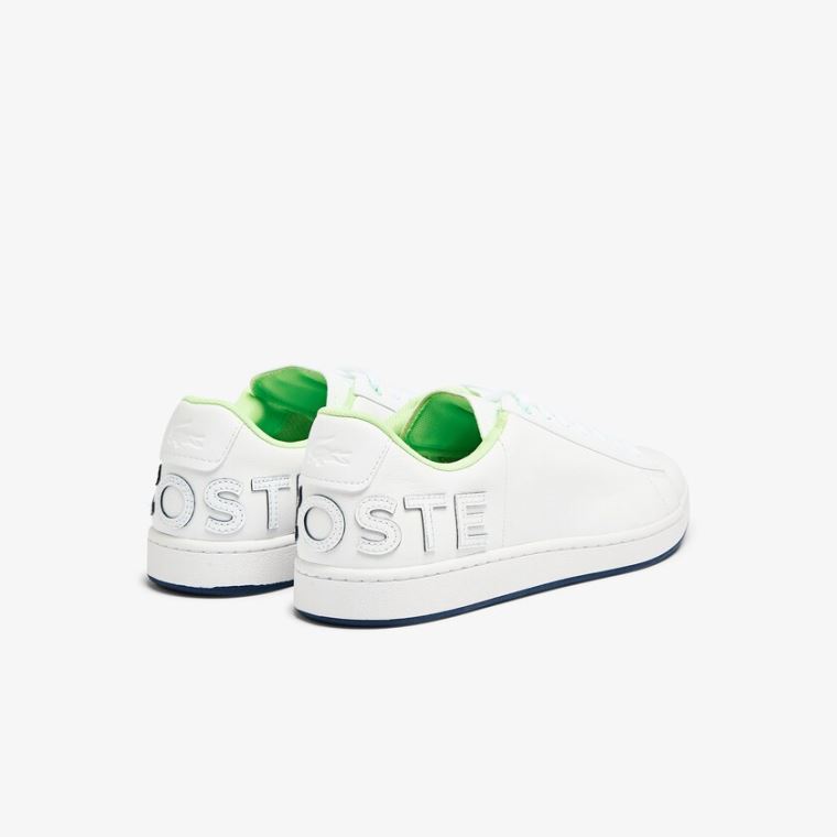 Lacoste Carnaby Evo Deri and Citrus Accent Sneakers Beyaz Lacivert | oWdhPEMd