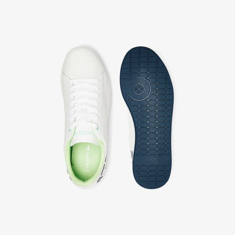 Lacoste Carnaby Evo Deri and Citrus Accent Sneakers Beyaz Lacivert | oWdhPEMd