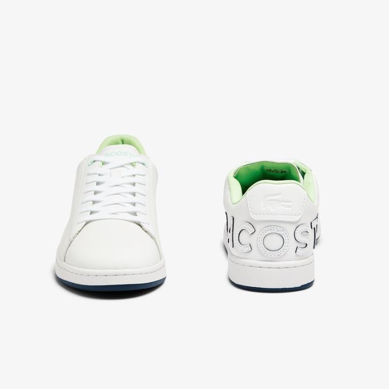 Lacoste Carnaby Evo Deri and Citrus Accent Sneakers Beyaz Lacivert | oWdhPEMd