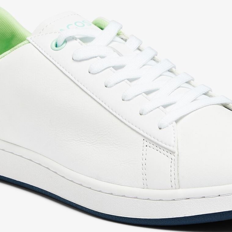 Lacoste Carnaby Evo Deri and Citrus Accent Sneakers Beyaz Lacivert | oWdhPEMd