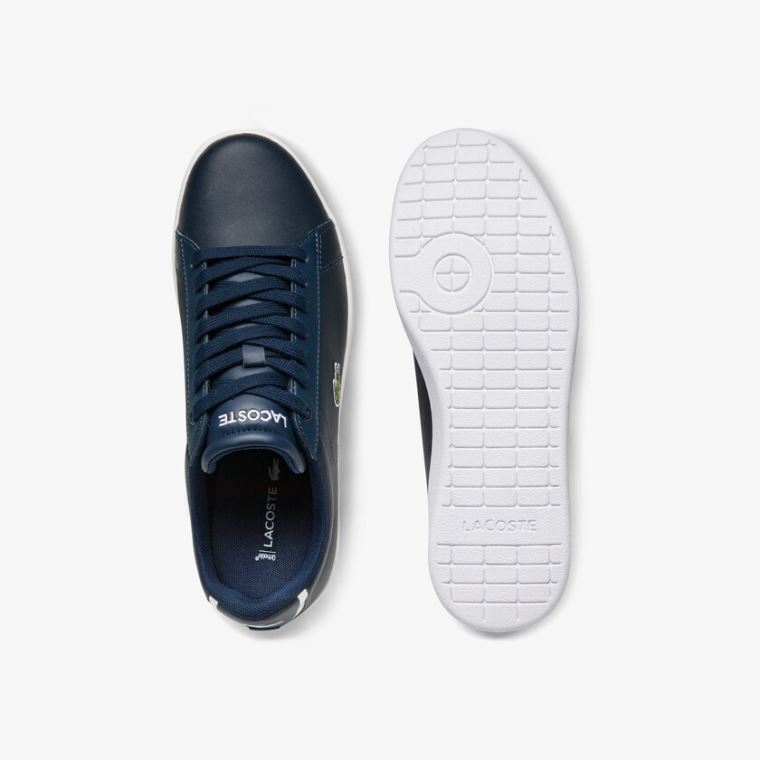 Lacoste Carnaby Evo Mesh-lined Deri Sneakers Lacivert | EZi8sHzU