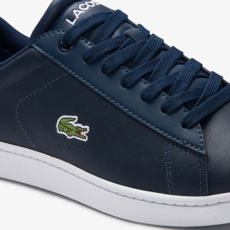 Lacoste Carnaby Evo Mesh-lined Deri Sneakers Lacivert | EZi8sHzU