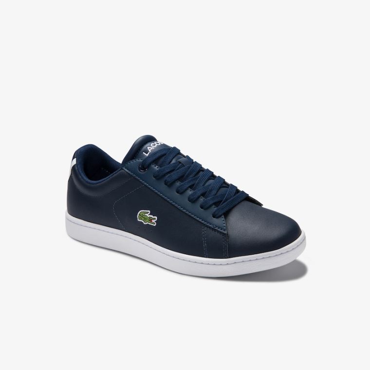 Lacoste Carnaby Evo Mesh-lined Deri Sneakers Lacivert | EZi8sHzU