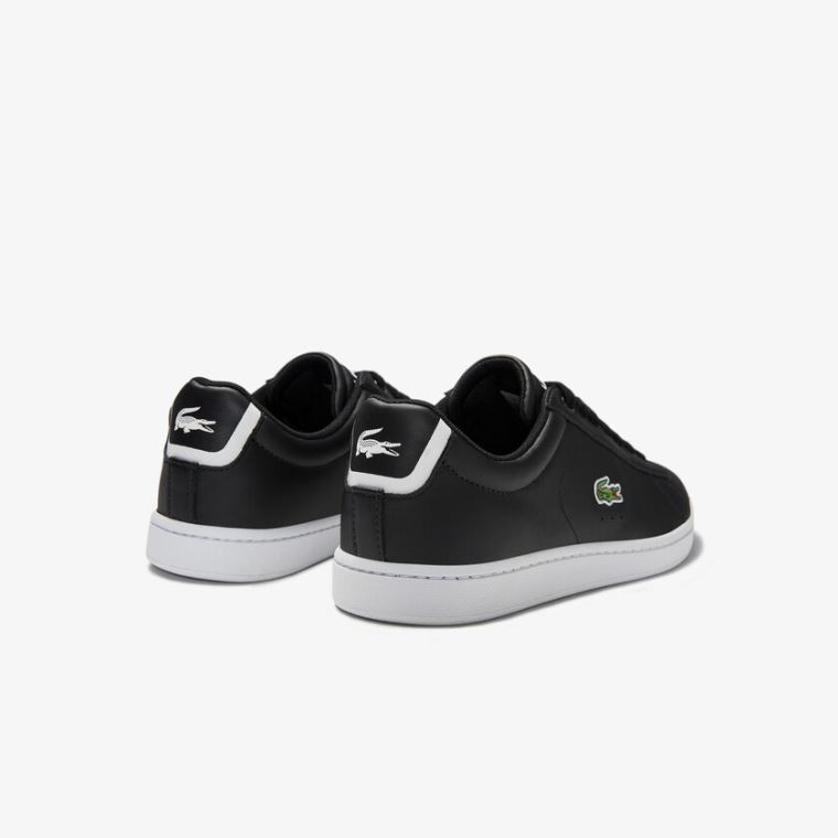 Lacoste Carnaby Evo Mesh-lined Deri Sneakers Siyah | eH8Mgk1l