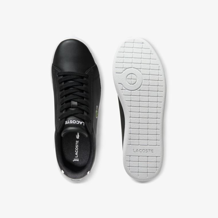 Lacoste Carnaby Evo Mesh-lined Deri Sneakers Siyah | eH8Mgk1l