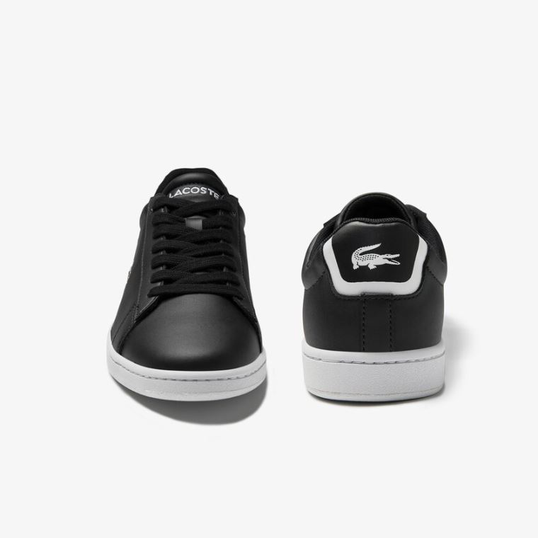 Lacoste Carnaby Evo Mesh-lined Deri Sneakers Siyah | eH8Mgk1l