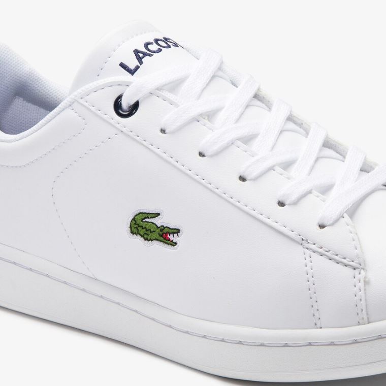 Lacoste Carnaby Evo Mesh-lined Tonal Sentetik Sneakers Beyaz Lacivert | 0in4QpPv