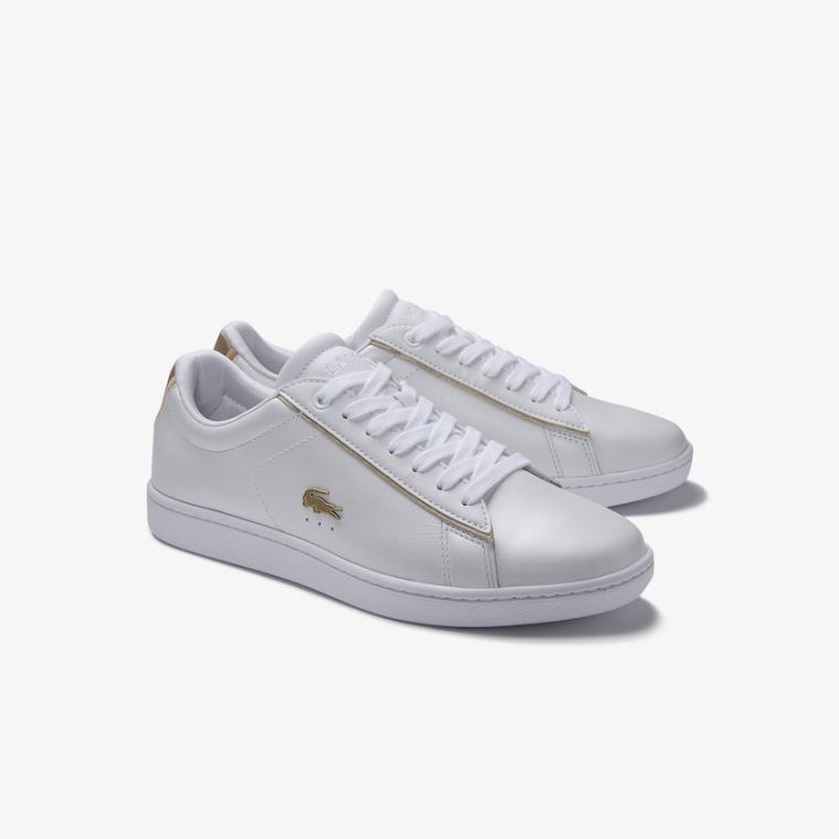 Lacoste Carnaby Evo Satin and Deri Sneakers Beyaz | POlRs5lS