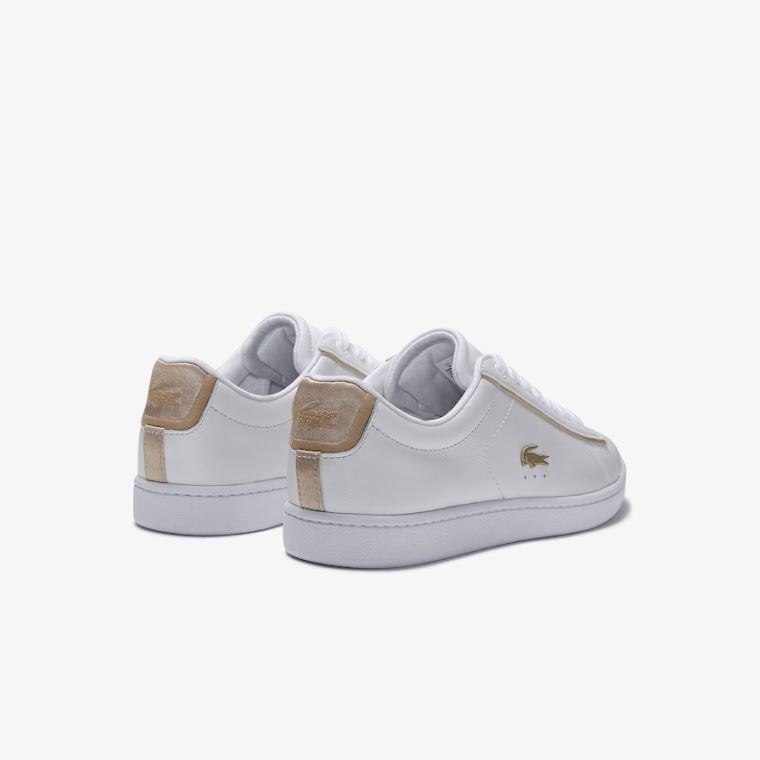 Lacoste Carnaby Evo Satin and Deri Sneakers Beyaz | POlRs5lS