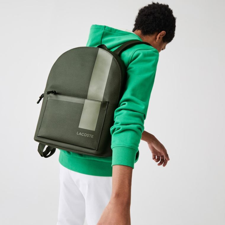 Lacoste Chantaco Graphic Piqué Deri Backpack Zeytin Yeşili | 9B4A7kuk