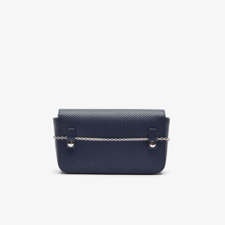 Lacoste Chantaco Matte Piqué Deri Flap Belt Bag Koyu Lacivert | iBCOeKKM