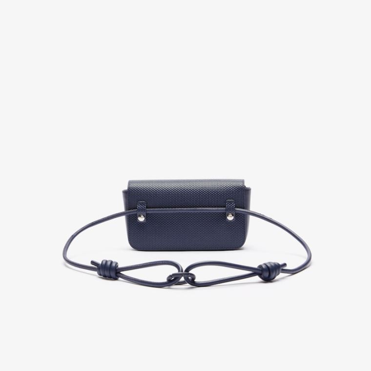 Lacoste Chantaco Matte Piqué Deri Flap Belt Bag Koyu Lacivert | iBCOeKKM