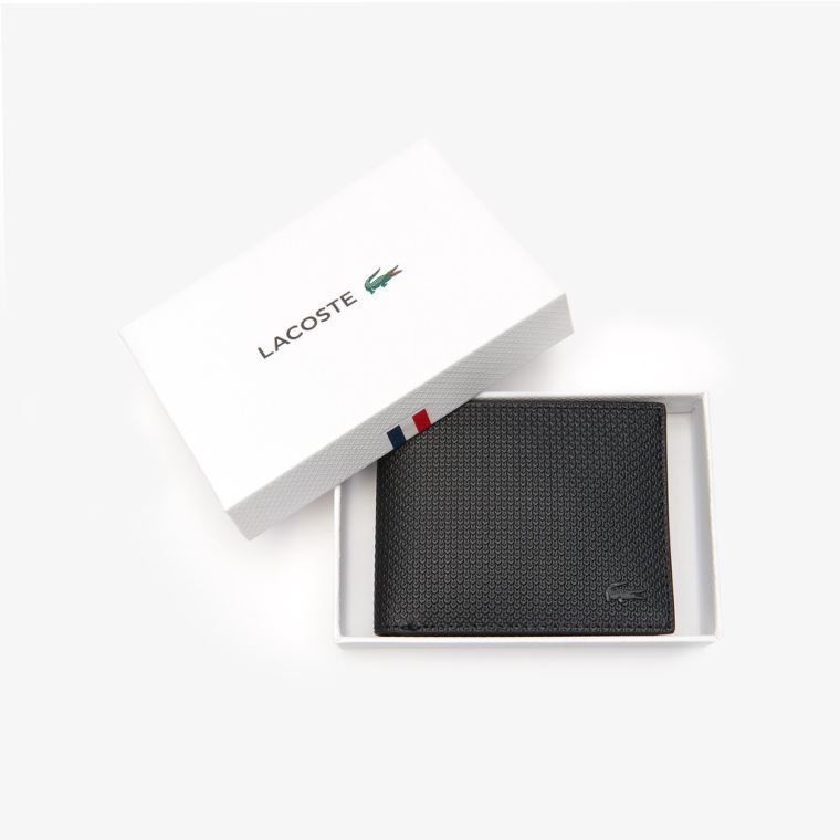 Lacoste Chantaco Piqué Deri 3 Card Wallet Siyah | PaHueHyJ