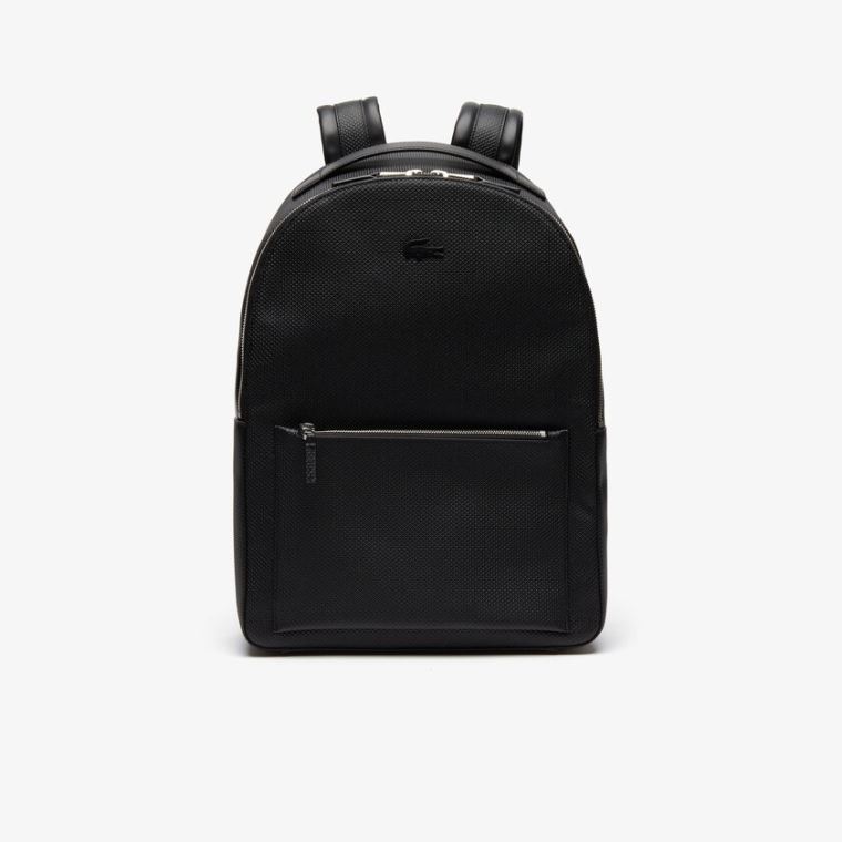 Lacoste Chantaco Soft Deri Zip Backpack Siyah | 72d35VqO