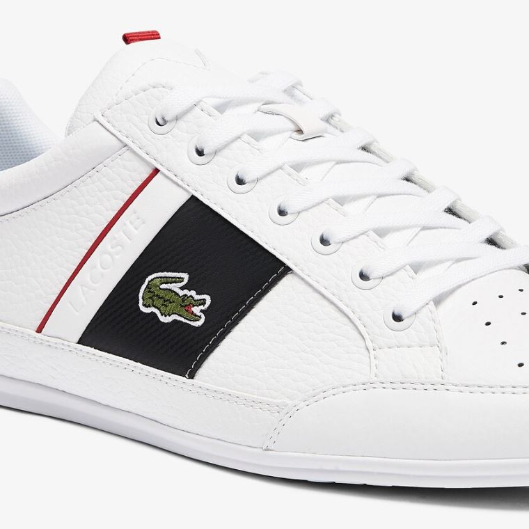 Lacoste Chaymon Deri and Sentetik Sneakers Beyaz Koyu Gri | 7aw5ZEE8