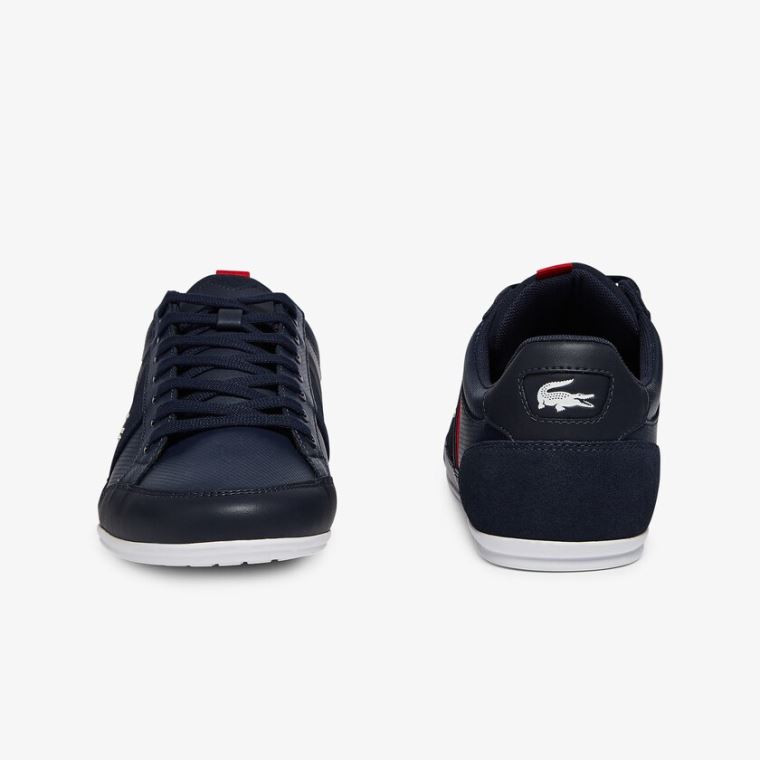 Lacoste Chaymon Deri and Süet Sneakers Lacivert Beyaz | dtUj3VEa