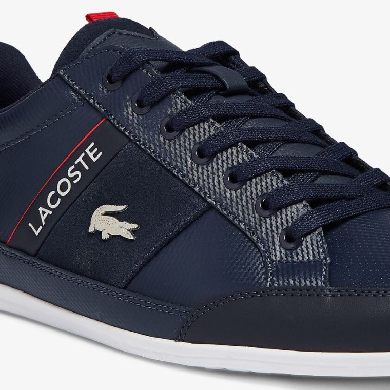 Lacoste Chaymon Deri and Süet Sneakers Lacivert Beyaz | dtUj3VEa