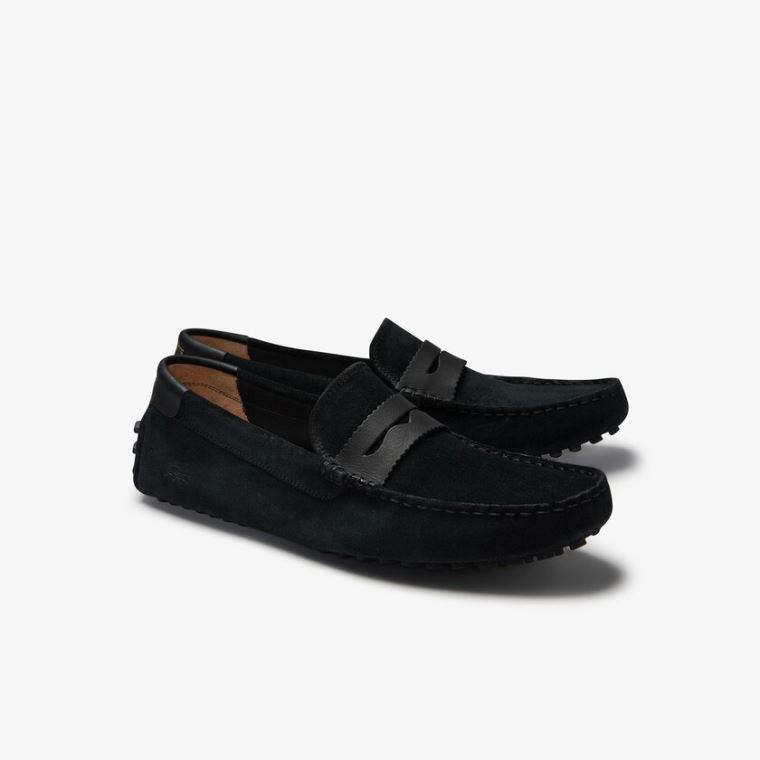 Lacoste Concours Nautic Süet Loafers Siyah Siyah | 10BVdt1k