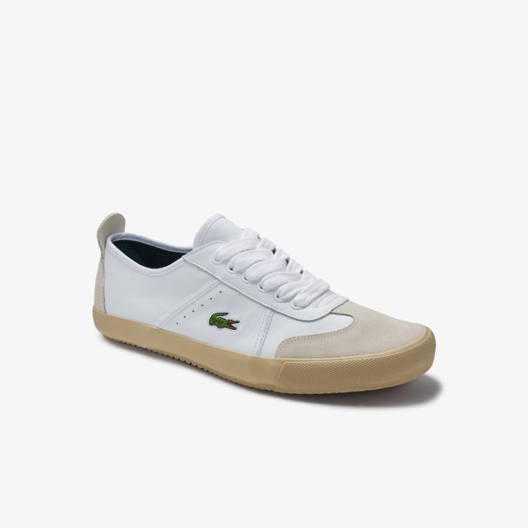 Lacoste Contest Deri and Süet Sneakers Beyaz Gri | AHDJRC7M