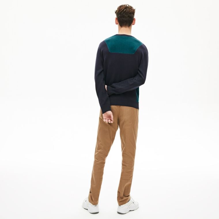 Lacoste Contrast Effects Knit Kazak Lacivert Mavi | lXjeAJsV