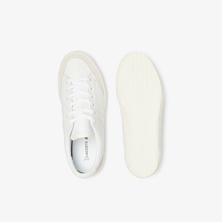 Lacoste Coupole Deri Textured Sneakers Beyaz Gri | I09uljvz