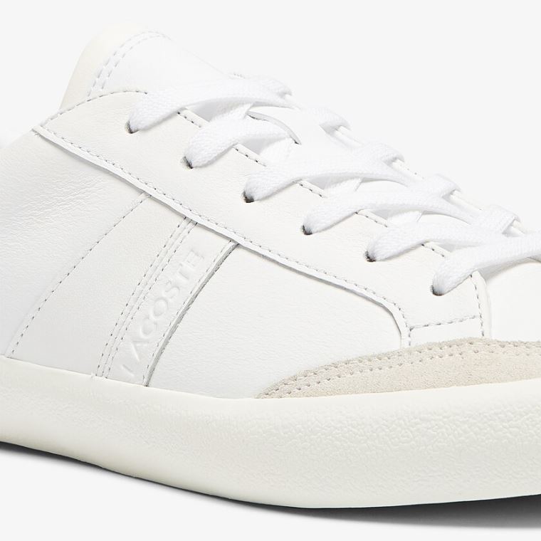 Lacoste Coupole Deri Textured Sneakers Beyaz Gri | I09uljvz