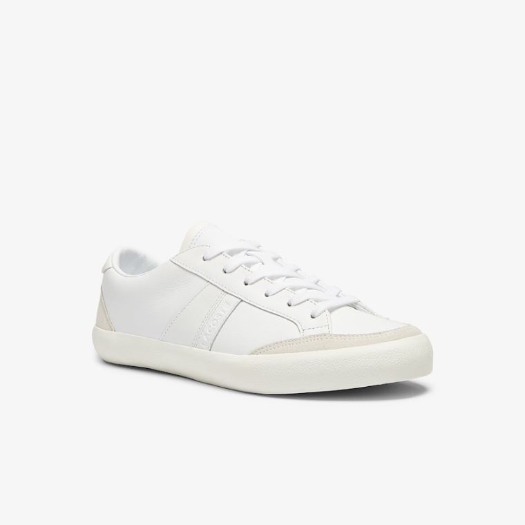 Lacoste Coupole Deri Textured Sneakers Beyaz Gri | I09uljvz