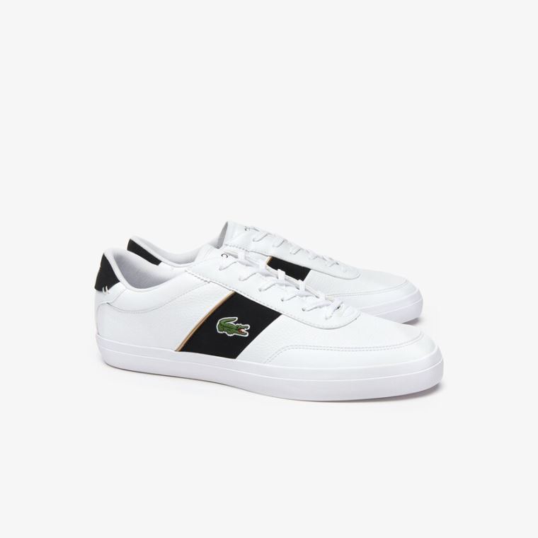 Lacoste Court-Master Tumbled Deri Sneakers Beyaz Siyah | aKZ5sb03