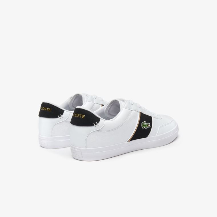 Lacoste Court-Master Tumbled Deri Sneakers Beyaz Siyah | aKZ5sb03