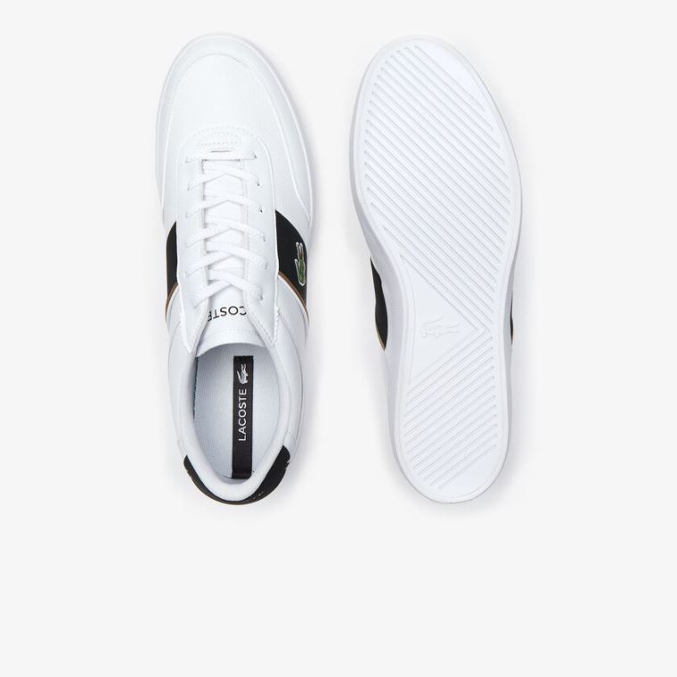 Lacoste Court-Master Tumbled Deri Sneakers Beyaz Siyah | aKZ5sb03