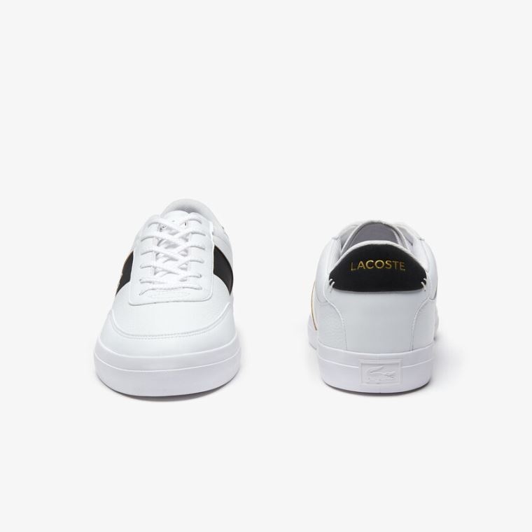 Lacoste Court-Master Tumbled Deri Sneakers Beyaz Siyah | aKZ5sb03