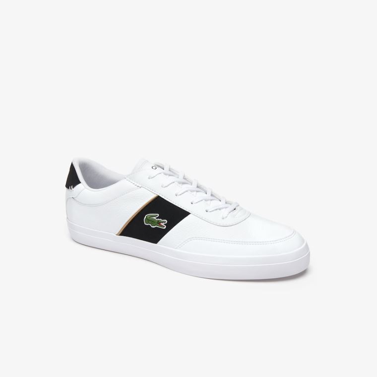 Lacoste Court-Master Tumbled Deri Sneakers Beyaz Siyah | aKZ5sb03