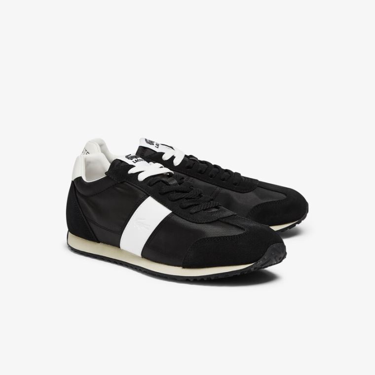 Lacoste Court Pace Tekstil and Süet Sneakers Siyah Gri | 0Jx37a79