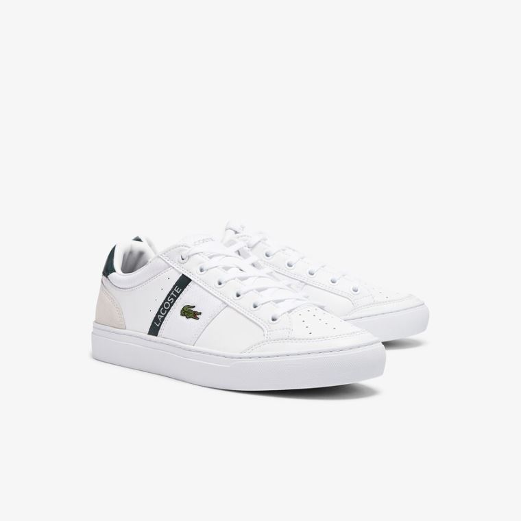 Lacoste Courtline Deri and Tekstil Sneakers Beyaz | 4uFTDyNa